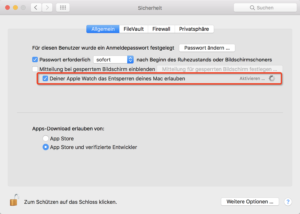 MacOS - Systemeinstellungen - Sicherheit